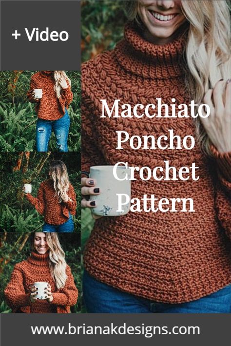 Macchiato Sweater Pattern, Crochet For Plus Size, Crochet Poncho Sweater Free Pattern, Crochet Shawls And Ponchos, Plus Size Crochet Poncho Pattern Free, Crochet Fall Poncho Free Pattern, Crochet Winter Poncho, Swoncho Pattern Free, How To Crochet Sweater Sleeves