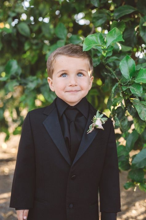 Ring Bearer Outfit Black, All Black Tux, Ring Bearer Suit, Santa Paula, Bearer Outfit, Big Blue Eyes, Ring Bearer Outfit, Dark Wedding, Wonderland Wedding