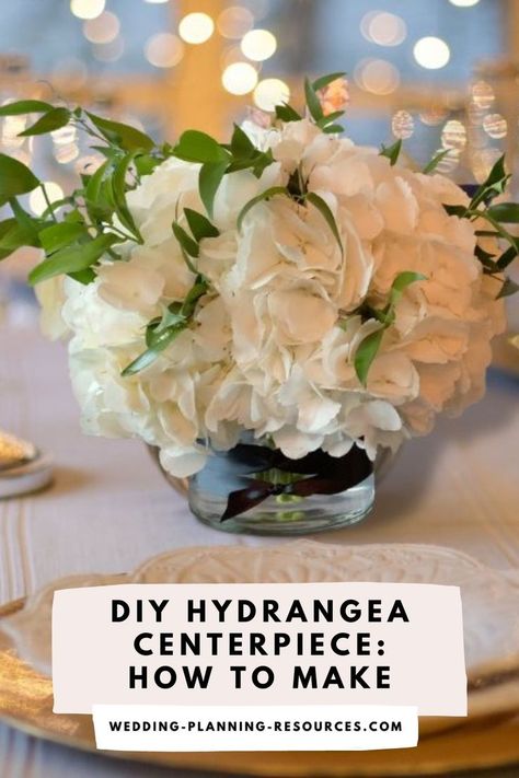 Diy Hydrangea Centerpiece, Dried Hydrangeas Centerpiece, Hydrangea Centerpiece Diy, Diy Wedding Arrangements, Diy Hydrangea, Hydrangea Centerpiece Wedding, White Wedding Flowers Centerpieces, White Hydrangea Centerpieces, Night Before The Wedding