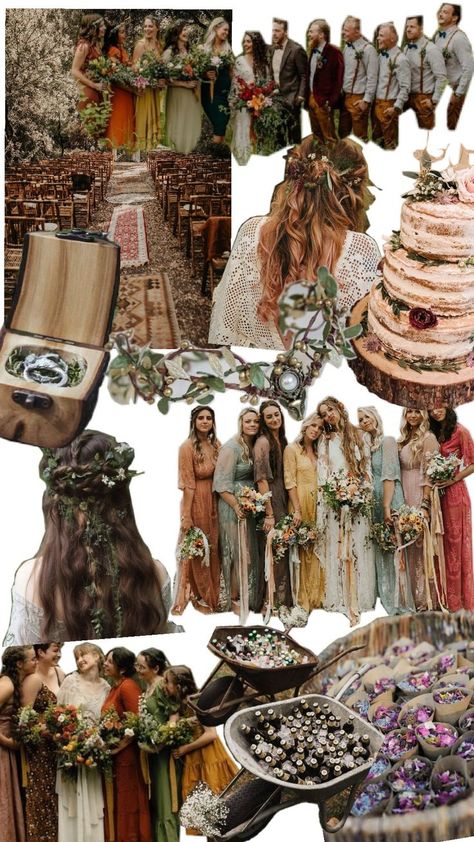 Granola Wedding Aesthetic, Forestcore Wedding, Green Aesthetic Wedding, Goblincore Wedding, Weasley Wedding, Witchy Wedding Ideas, Fairy Core Wedding, Forest Wedding Bouquet, Granola Wedding