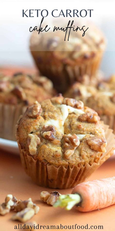 Enjoy all the flavor of your favorite cake in a healthy low carb muffin! These Keto Carrot Cake Muffins are moist, tender, and have a delicious sugar free cream cheese center. Keto Carrot Cake Muffins, Low Carb Muffin, Keto Carrot Cake, Carrot Cake Muffins, Postre Keto, Healthy Low Carb, Low Carb Muffins, Cake Muffins, No Carb Recipes