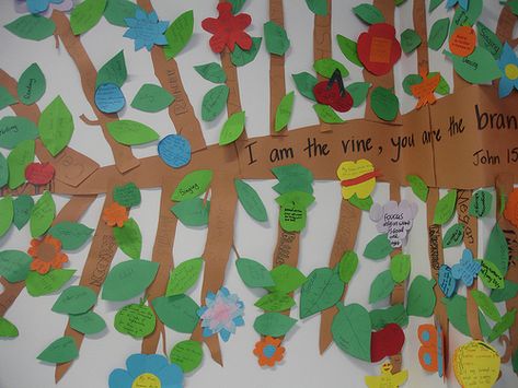 Vine and branches | Our RE activity on the beatitudes www.5g… | Flickr I Am The Vine You Are The Branches Craft, Religion Activities, The Beatitudes, Vine And Branches, Prayer Stations, Bible Object Lessons, Bible Story Crafts, Bible School Crafts, Religious Crafts