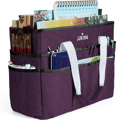 Amazon.com: JJRING Craft Organizer Tote Bag, Large Art Storage Caddy with Multiple Pockets, Lilac Sewing Bag for Art, Craft, Scrapbooking, School, Medical, and Office Supplies Storage : Clothing, Shoes & Jewelry Utility Tote Pattern, Craft Caddy, Organize Papers, Office Supplies Storage, Organizing Utility Tote, Craft Organizer, Office Supply Storage, Art Sewing, Sewing Supplies Storage