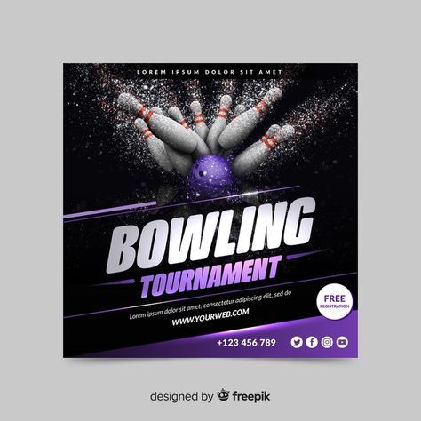 Sports Banner, Bowling Background, Pool Table Tournament Poster, Bowling Graphic Design, Sport Tournament Poster, Bowling Tournament, Gym Club, Gym Banner, Free Banner