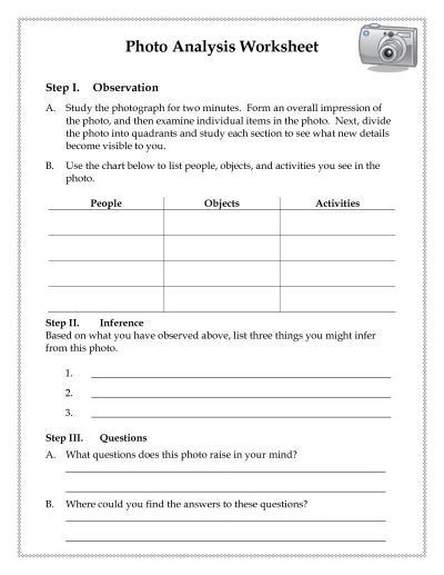 Photo Analysis Worksheet Step Photo Analysis, Direct Variation, Media Analysis, High School Photography, Education Templates, Only Photo, Media Literacy, Exposure Photography, Photography Basics