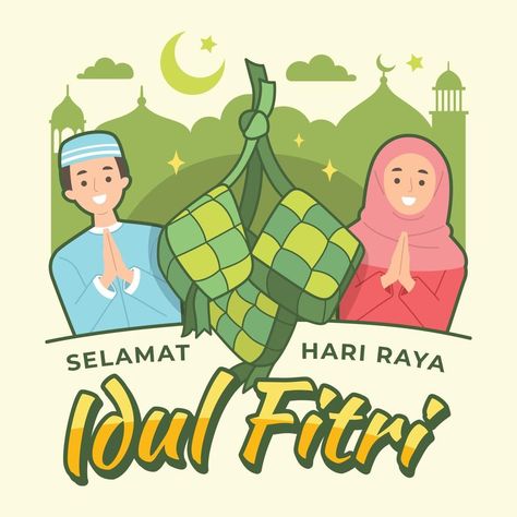 Muslim Couple with Ketupat Celebrate Idul Fitri Eid Background, Eid Mubarak Card, Selamat Hari Raya, Muslim Couple, Kids Background, Muslim Family, Muslim Kids, Islamic Girl, Idul Fitri