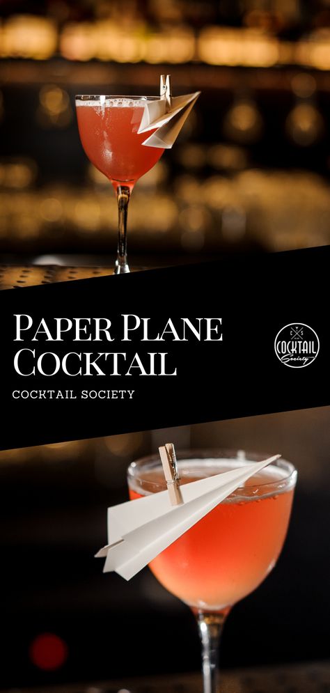 Paper Airplane Cocktail, Paper Plane Cocktail Recipe, Pilot Cocktail, 2024 Cocktails, Dear Alcohol, Paper Plane Cocktail, Whiskey Cocktails Easy, Modern Cocktails, Cocktails Easy