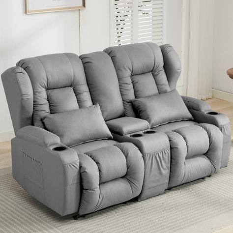 Double Recliner, Sofa For Home, Rv Home, Love Seats, Manual Recliner Chair, Chair For Living Room, Recliner Sofa, Lumbar Support, Cup Holders