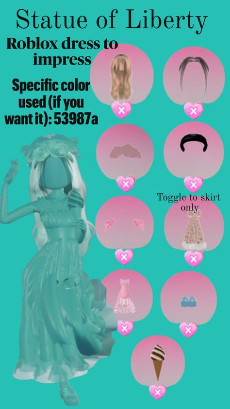 Vip Dress, Roblox Dress, Themed Outfits, Cute Fits, Statue Of Liberty, Cute Dresses, Dress To Impress, Statue