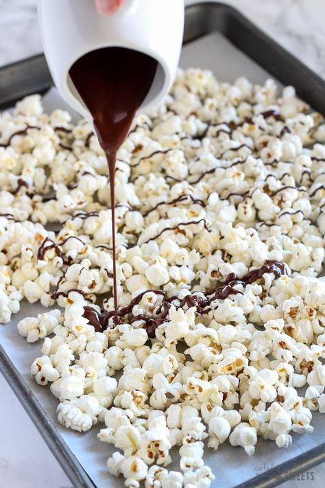 Chocolate Drizzled Popcorn, Chocolate Covered Popcorn, Dark Chocolate Sea Salt, Completely Delicious, Popcorn Snacks, Chocolate Popcorn, Popcorn Recipes, Snack Attack, Chocolate Drizzle