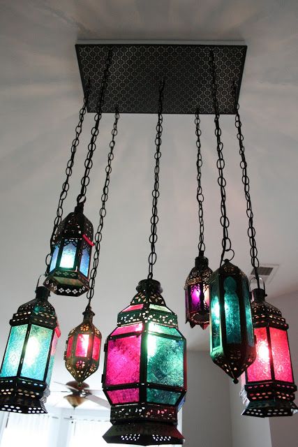 DIY: Moroccan Lantern Chandelier Tutorial Diy Moroccan Lantern, Diy Chandeliers, Moroccan Lantern, Custom Chandelier, Lantern Chandelier, Moroccan Lanterns, Diy Chandelier, Moroccan Decor, Boho Diy