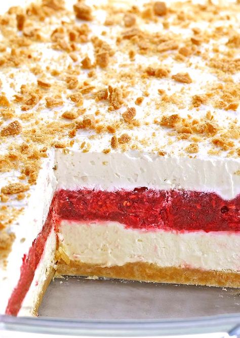 Raspberry Graham Cracker Dessert, Raspberry Lush Dessert, Raspberry Lasagna Dessert, Raspberry Lasagna, Luncheon Desserts, Raspberry Jello Cake, Raspberry Jello Dessert, Jello Lasagna, Raspberry Topping