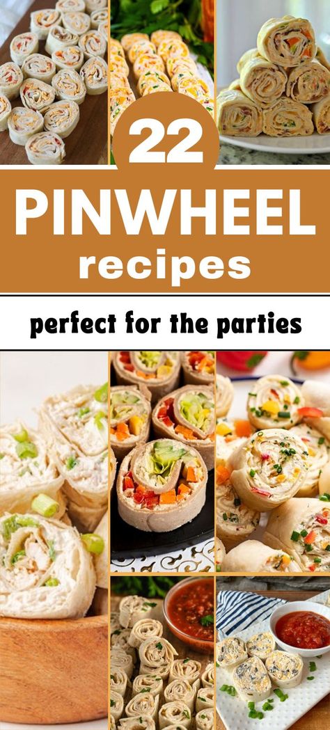 A collage of 22 different pinwheel recipes, showing a variety of colorful, bite-sized wraps filled with ingredients like chicken, cheese, veggies, and cream cheese, perfect for party snacks or lunch ideas. Refried Beans Pinwheels, Veg Pinwheels Recipes, Turkey Pinwheel Appetizers, Pin Wheel Recipes Easy, Party Sandwiches For A Crowd, Simple Pinwheels, Easy Pinwheel Appetizers, Easy Pinwheel Recipes, Appetizer Pinwheels