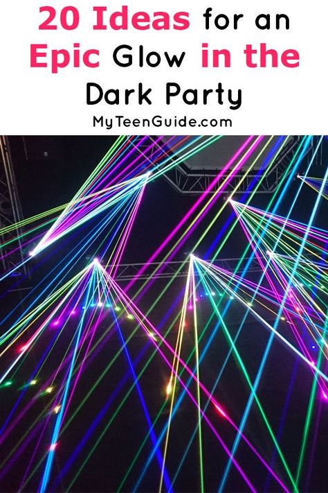 Basement Glow Party, Teenage Neon Party, Glow In The Dark Slumber Party Ideas, Glow In Dark Party Decorations, Graduation Glow Party, Glow In The Dark Hoco Theme, 18th Birthday Glow Party, Diy Themed Birthday Party, Things To Have At A Party