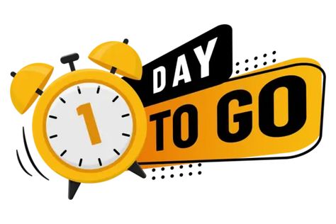 One Day To Go Countdown, 1 Day To Go Countdown, Yellow Alarm Clock, Wedding Countdown Quotes, Countdown Quotes, Page Background Design, One Day To Go, 1 Day To Go, Clock Clipart