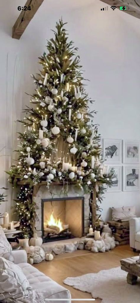 Mirrors Above Fireplace Ideas, Above Fireplace Ideas, Mirror Above Fireplace, Granite Fireplace, Christmas Tree And Fireplace, Christmas Fireplace, Christmas Mantels, Fireplace Mantle, Holiday Decorating