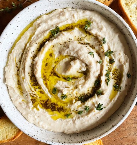 White Bean Dip Recipe, Homemade Bread Recipes, Baked Spinach Artichoke Dip, Tuscan White Bean, Roasted Garlic Hummus, Bean Dip Recipes, White Bean Dip, Delicious Dips Recipes, Roasted Red Pepper Hummus