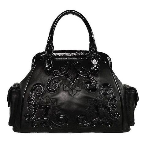 Purses Diy, Purses Black, Gothic Purse, Gothic Bag, Tokyo Street Fashion, Hipster Grunge, Black Satchel, Leather Satchel Handbags, Handbags Leather