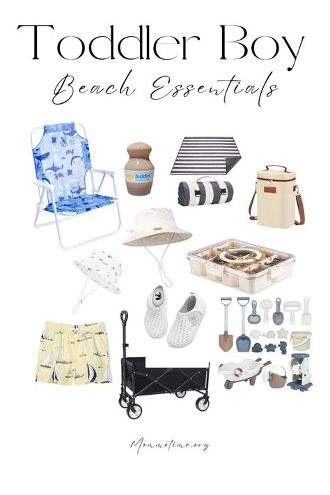 The CUTEST toddler beach essentials for boys- Everything you need to keep your little one busy all afternoon and minimize meltdowns Toddler Beach Essentials, Beach Theme Gifts, Birkin Mom, Toddler Beach, Toddler Essentials, Toddler Boy Gifts, Free Day, Free Beach, Beach Essentials