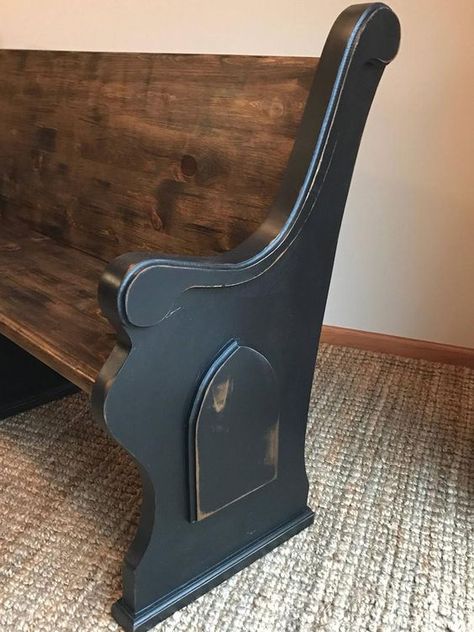 Bench Foyer, Church Pew Bench, Pew Bench, Dining Seating, Vintage Furniture Design, Church Pew, Black Church, Foyer Entryway, Types Of Furniture