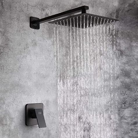 Square Shower Head, Investment Ideas, Shower Sizes, Waterfall Shower, Digital Showers, Luxurious Showers, Black Painting, Fixed Shower Head, Shower Fixtures