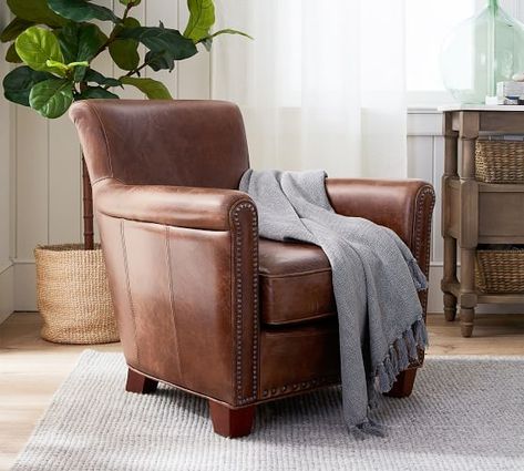 Williams Sonoma Home, Arm Chairs Living Room, Swivel Armchair, Upholstered Arm Chair, Leather Furniture, Leather Armchair, Small Living Room, Small Living, Leather Chair