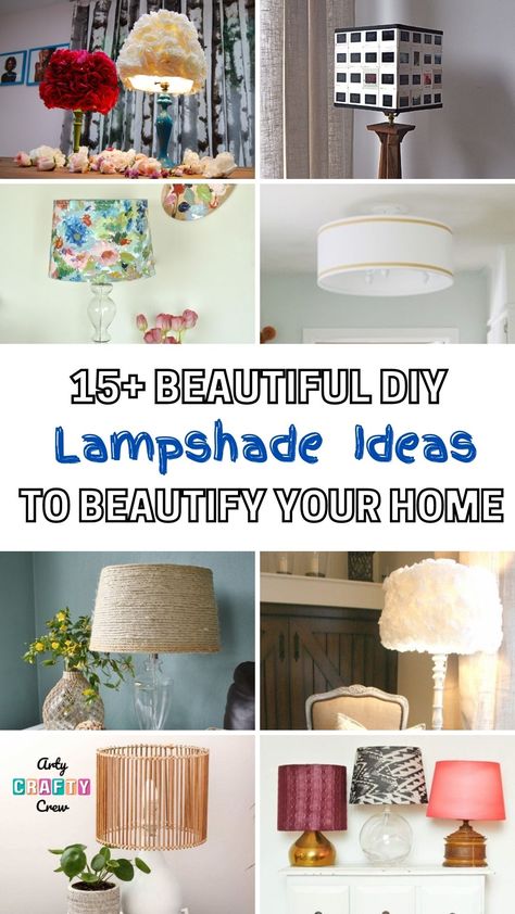 Check out these 17 creative DIY lampshade ideas that are sure to brighten up any space! Curated by Arty Crafty Crew. Lamp Shade Redo, Decorated Lamp Shades, Painted Lampshades Ideas, Diy Lampshades Ideas How To Make, Upcycle Lampshade, Floor Lamp Redo, Diy Lamp Shade Makeover, Lamp Shade Makeover, Lampshades Diy