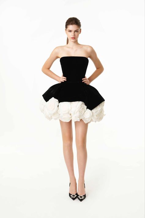 Nicole + Felicia, lbd, white roses, couture dress, ss24 Nicole Felicia, Short Formal Dress, Velvet Dress Long, 3d Rose, Dress Princess, Short Prom, Ruffle Shorts, Mini Velvet Dress, Strapless Mini Dress