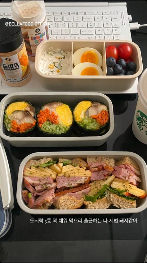 Aesthetic Bento Lunch, Korean Bento Box Lunches, Korean Bento, Sandwich Bento, Healthy Eating Meal Plan, Healthy Food Menu, Bento Recipes, Makanan Diet, Healthy Food Dishes