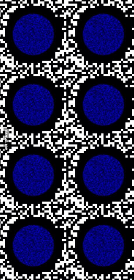 Shake your phone or monitor gently. (optical illusion... Tge blue dots will wobble) Color Optical Illusions, Optical Illusion Photos, Amazing Optical Illusions, Eye Tricks, Cool Illusions, Cool Optical Illusions, Mind Tricks, 웃긴 사진, Illusion Art