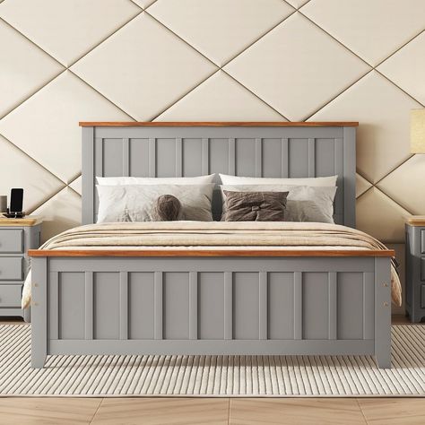 Classic Wood Platform Bed with Headboard and Footboard - Bed Bath & Beyond - 40755558 Bed Vintage, Simple Bed Frame, Wood Platform Bed Frame, Wooden Platform Bed, Simple Bed, Wooden Bed Frames, Wood Headboard, Wood Platform Bed, Box Bed