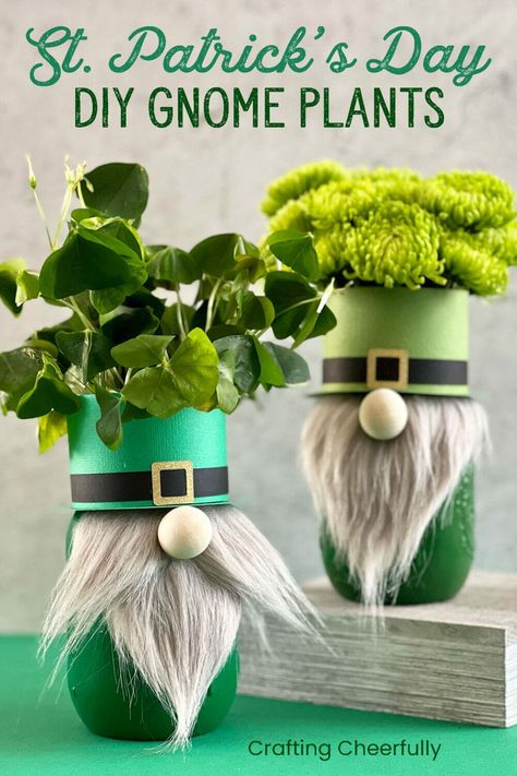 Dollar Tree St Patricks Day Crafts, St Patrick's Day Crafts For Adults, St Patricks Day Crafts For Adults Diy, St Patrick’s Day Crafts For Adults, Gnome Planter, Diy St Patricks Day Decor, Linen Spray Recipe, St Patricks Day Crafts, Senior Crafts