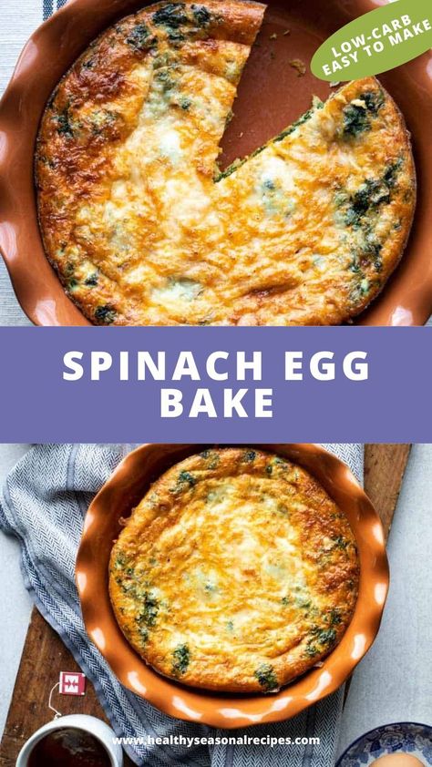 Spinach Egg Bake in a skillet. Spinach Egg Bake, Simple Air Fryer Recipes, Spinach And Eggs, Spinach And Eggs Breakfast, Spinach Recipes Healthy, Spinach Breakfast, Best Lunch Recipes, Spinach Bake, Egg Bake