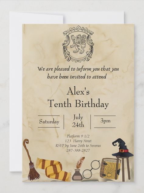 Harry Potter Wizard Birthday Invitation Party Hogwarts Harry Potter Party Invitations, Wizard Birthday Party, Harry Potter Birthday Invitations, Harry Potter Invitations, Hogwarts Party, Harry Potter Theme Birthday, School Birthday Party, Magic Birthday, Harry Potter Wizard