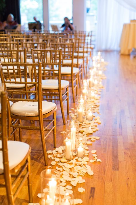 candles down the aisle, wedding candles, petals lining the aisle, flower petals down the aisle, hurricane vases Wedding Aisle Candles, Wedding Church Aisle, Candles Reception, Aisle Candles, Church Aisle, Ceremony Candles, Wedding Isles, Rose Petals Wedding, Aisle Runner Wedding