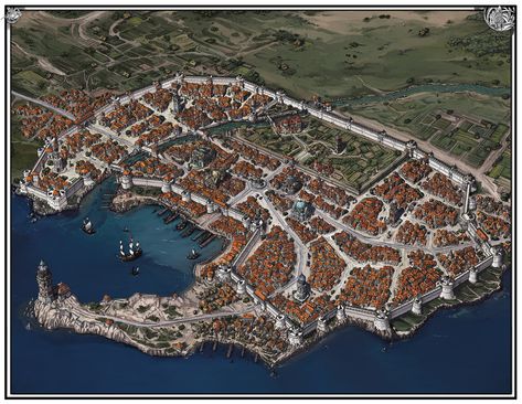 Fantasy City Map, Fantasy Map Making, Imaginary Maps, Fantasy World Map, City Layout, Pictorial Maps, Dungeon Maps, City Illustration, Fantasy City