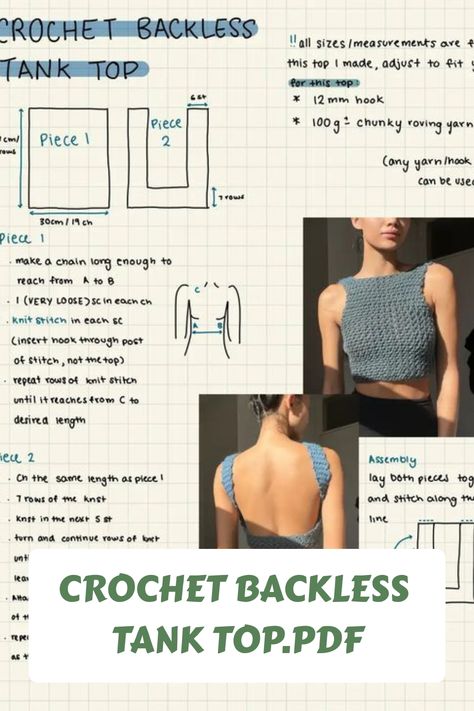 crochet backless tank top.pdf - Google Drive #crochettop Backless Crochet Top, Tank Top Crochet, Roving Yarn, Crochet Boho Top, Backless Tank Top, Backless Halter Top, Backless Top, Unique Crochet, Knit Stitch