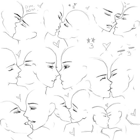 Kiss Reference, Kissing Drawing, Art Bases, Couple Drawing, 얼굴 드로잉, Art Templates, Reference Drawing, Poses Reference, Poses References