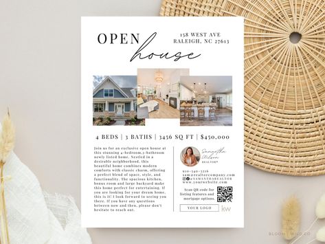 Open House Flyer With Qr Code, Brokers Open House Flyer Canva, Neighborhood Realtor Open House Invitation, Modern Luxury Real Estate Realtor Open House, Open House Flyer, Open House Invitation, Print Store, Luxury Real Estate, Design Awards, Side Hustle, Flyer Template, Modern Luxury