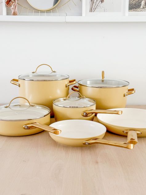 Yellow Pots And Pans, Boho Pots And Pans, Pastel Pots And Pans, Cute Pots And Pans Set, Pretty Pots And Pans, Colorful Pots And Pans, Cute Pots And Pans, Cooking Ware, Pioneer Woman Dishes