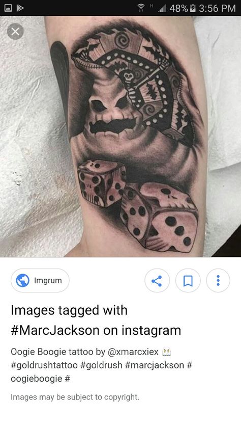 Oogie Boogie Tattoo, Dice Tattoo, Tim Burton Art, Leg Sleeve, Oogie Boogie, Leg Sleeves, Jack And Sally, Tattoo Sleeve Designs, Tattoo Sleeve