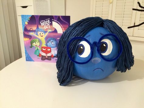 Book Character Pumpkin Inside Out Inside Out Characters Pumpkins, Diy Pumpkin Book Character, Pumpkins From Book Characters, School Pumpkin Decorating, Inside Out 2 Pumpkin, Book Character Pumpkin Decorating, Story Book Pumpkins Characters, Book Based Pumpkin Decorating, Pumpkin Storybook Character Ideas