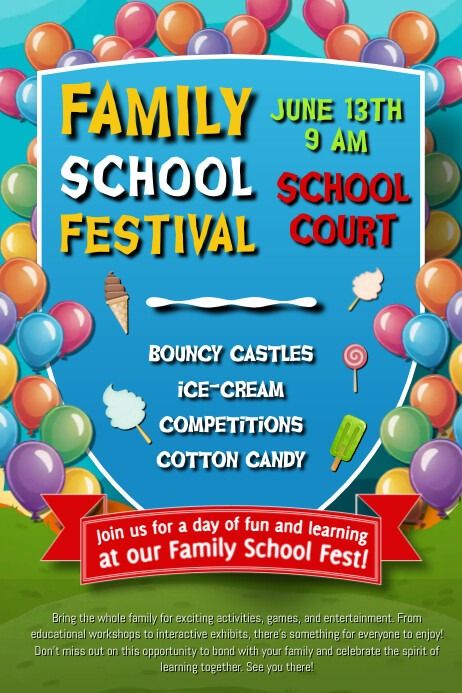 Family School Festival Fest Poster Flyer Temp | PosterMyWall Postermywall Templates, Fest Poster, School Festival, Linkedin Background Image, Linkedin Background, Linkedin Banner, Kindle Book Cover, Concept Map, Etsy Banner