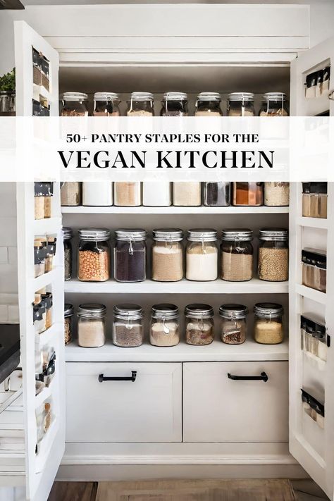 Vegan Pantry Essentials, Plant Based Pantry, Vegan Pantry Staples, Stocked Pantry, Chickpea Chili, Corn Grits, Vegan Pantry, Black Lentils, Tahini Paste