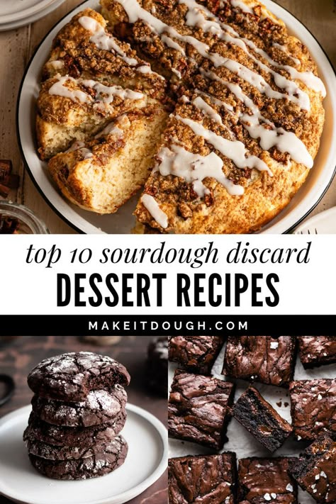 Learn how to make delicious sourdough desserts with our easy-to-follow recipes. Using sourdough starter, these recipes are perfect for creating mouthwatering treats that will impress your friends and family. Quick and easy, they're ideal for any occasion. Head to makeitdough.com for more sourdough ideas and recipes! Discard Dessert Recipes, Discard Dessert, Recipes Using Sourdough Starter, Sourdough Discard Dessert, Sourdough Dessert Recipes, Sourdough Dessert, Using Sourdough Starter, Sourdough Desserts, Banana Snack Cake