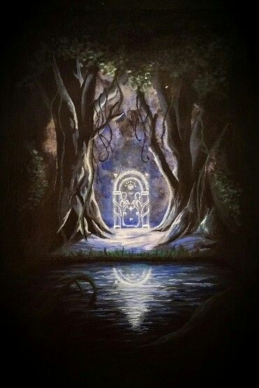 The Doors of Durin, the West-gate of Moria from LotR ❤ Painted in acrylics on canvas, 5.5 hours Lotr Paintings, Door To Moria, Lotr Silhouette Art, Lotr Painting Acrylic, Mordor Painting, Lord Of The Rings Acrylic Painting, Lotr Door To Moria, Aragorn Opening Door, Aragorn Door Scene