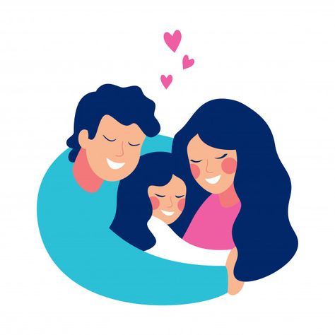 Family Love Illustration, Family Drawing Illustration, Parenting Illustration, Family Icon, Family Hug, Family Vector, Love Parents, Portrait Vintage, Family Drawing