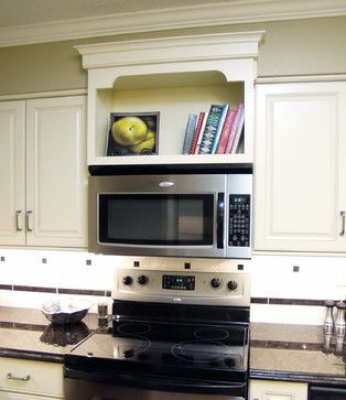 Kitchen with existing footprint - traditional - kitchen - cleveland - Kitchen Design Group Microwave Shelves, Texas Countryside, Stove Range Hood, Kitchen Soffit, Creative Bookcases, Counter Ideas, Microwave Shelf, Microwave Cabinet, Kitchen Favorites