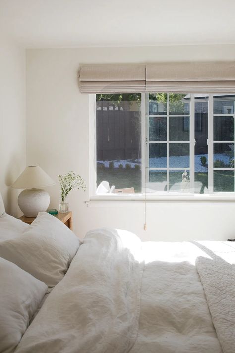 Blackout Roman Shades for the bedroom are essential for sleeping in on Saturday mornings! Roman Shades Bedroom, Ashley Kane, Blackout Roman Shades, Bedroom Shades, Blackout Shades, Woven Wood, Neutral Bedroom, Big Windows, Window Room