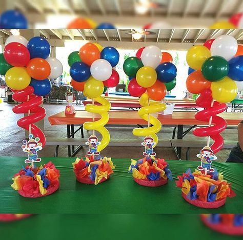 Centerpiece option                                                       … Circus Centerpieces, Carnival Centerpieces, Circus Birthday Party Theme, Carnival Birthday Party Theme, Circus Carnival Party, Circus Theme Party, Carnival Themed Party, Circus Birthday Party, Sesame Street Birthday